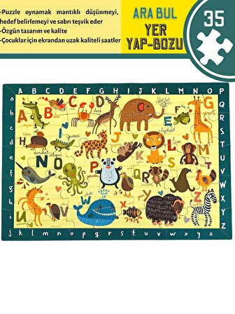 İngilizce Hayvanlar Ara-Bul Yer Puzzle | 35 Parça 3+Yaş