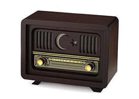Nostaljik Radyo Ayyıldız Kahverengi USB ve Bluetooth'lu
