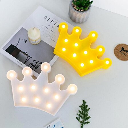 BUFFER® 3D Dekoratif Pilli Kral Tacı Model Led Masa ve Gece Lambası