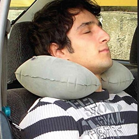 BUFFER® Seyahat Şişme Yastık Boyun Tipi Destekli Ortopedik Uyku Yastığı Ergonomik Yolculuk Araç içi