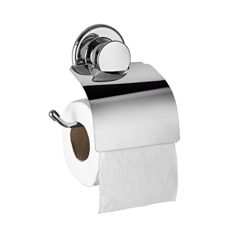  BUFFER® Yapışkanlı Vantuzlu Sağlam Kırılmaz Metal Kapaklı Tuvalet Kağıtlık