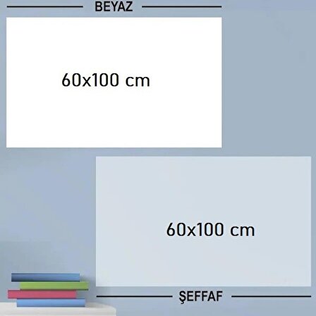 BUFFER® Ders Çalışma Yazı Tahtası Manyetik Duvar Stickerı 2li Şeffaf+Beyaz 100x60 cm