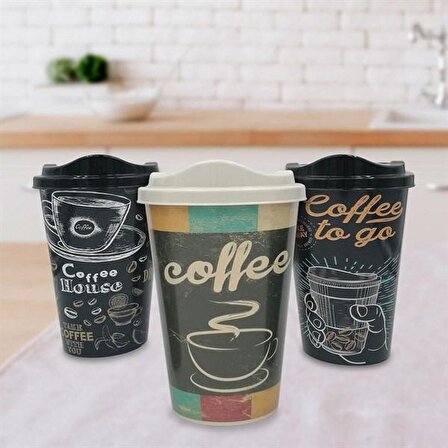 3 Adet Kahve Bardağı Seti Dekoratif Plastik Kahve Muhafaza Bardağı