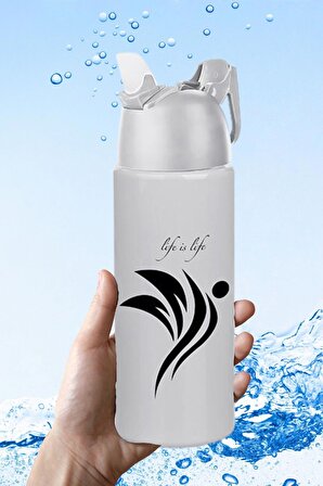 BUFFER® Kilitlenebilen Matara Suluk Sporcu Matarası Desenli Spor Su Şişesi 