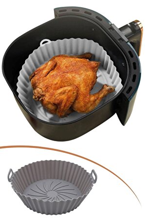 BUFFER® Silikon  Airfryer Gri Pişirme Matı 20 Cm Ve 100 Adet Pişirme Kağıdı