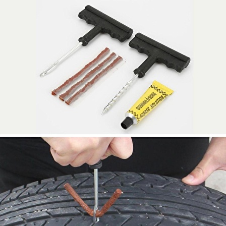 BUFFER® 6 Parça Araba Motosiklet Bisiklet Lastik Tamir Kiti ve Araba Detay Bakım Temizlik Fırçası