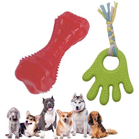 BUFFER® Handrope  Plastik  Oyun Halatı 2 Kişilik Köpek Oyuncağı Ve Oyuncak Kemik