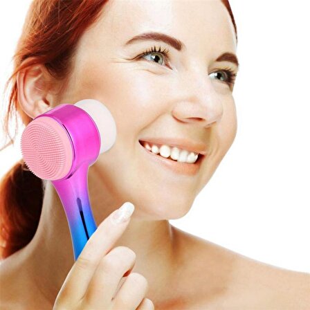 BUFFER® Çift İşlevli Yüz Temizleme Peeling Etkili Gözenek Temizleyici Alet +Maske Fırçası Bakım Seti