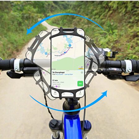 BUFFER® Universal Bisiklet Motosiklet Çocuk Arabası Silikon 360 Derece Telefon Tutucu Aparat