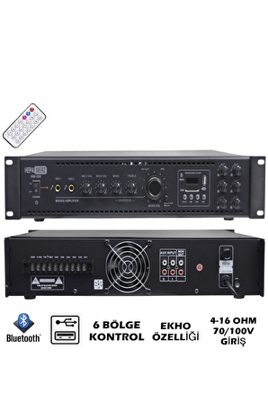 Hepa Merz HM350 - 6 Bölgeli Anfi 350 Watt 6 Zone Mikser Amfi Usb Bluetooth