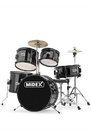 Midex CD500X-BK Akustik Çocuk Baterisi Davulu Seti 5-18 Yaş İçin Full Set