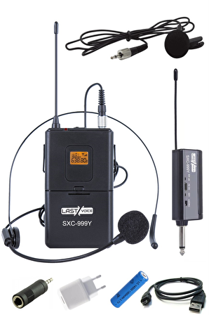 Lastvoice SXC-999Y Şarjlı Telsiz Kablosuz Headset Yaka Mikrofonu (UHF Sabit Kanal)