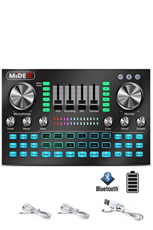 Midex GMX-1 Diamond Set Condenser Mikrofon Ses Kartı Kulaklık Canlı Yayın Paketi (Telefon ve PC)