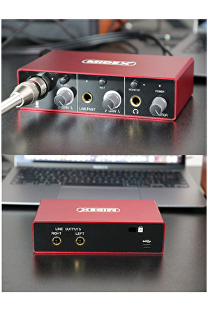 Midex GLX-500 PRO-HD 2 Giriş 2 Çıkış USB Stüdyo Ses Kartı Kulaklık ve XLR Kablo
