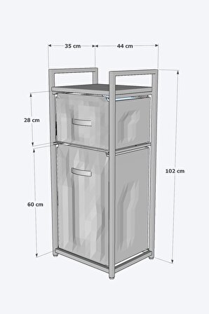 DH11 Raflı Çamaşır Sepeti Banyo Dolabı Kirli Sepetli Banyo Düzenleyici Çamaşırlık