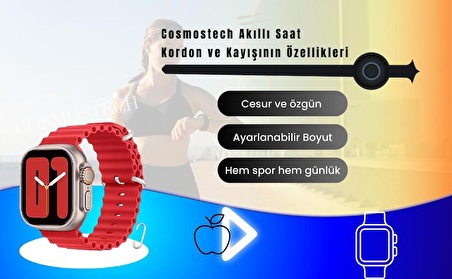 Cosmostech Akıllı Saat Watch için Uyumlu 42MM 44MM 45MM 49MM 1/2/3/4/5/6/se/7/8/ultra Akıllı Saat Silikon Kordon ve Kayışı Deep Blue