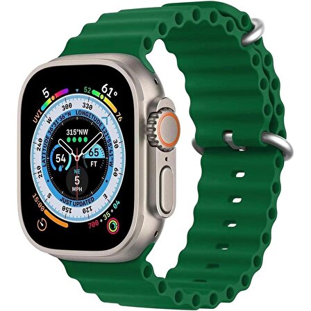 Apple Watch Uyumlu 42MM 44MM 45MM 49MM 1/2/3/4/5/6/se/7/8/ultra Akıllı Saat Ocean Kordon ve Kayışı Yeşil