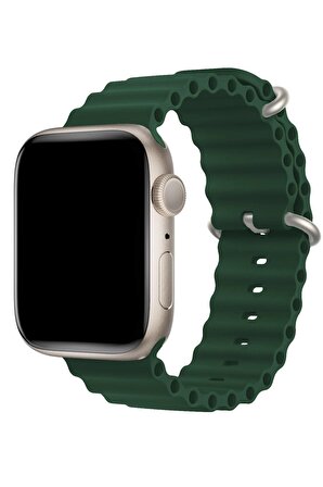Apple Watch Uyumlu 42MM 44MM 45MM 49MM 1/2/3/4/5/6/se/7/8/ultra Akıllı Saat Ocean Kordon ve Kayışı Asker Yeşili