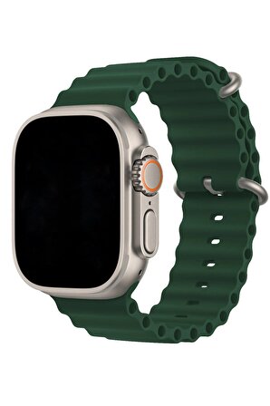 Apple Watch Uyumlu 42MM 44MM 45MM 49MM 1/2/3/4/5/6/se/7/8/ultra Akıllı Saat Ocean Kordon ve Kayışı Asker Yeşili