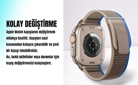 Apple Watch Uyumlu 42MM 44MM 45MM 49MM 1/2/3/4/5/6/se/7/8/ultra Akıllı Saat Silikon Kordon ve Kayışı Trail Loop Koyu Gri(Turuncu)