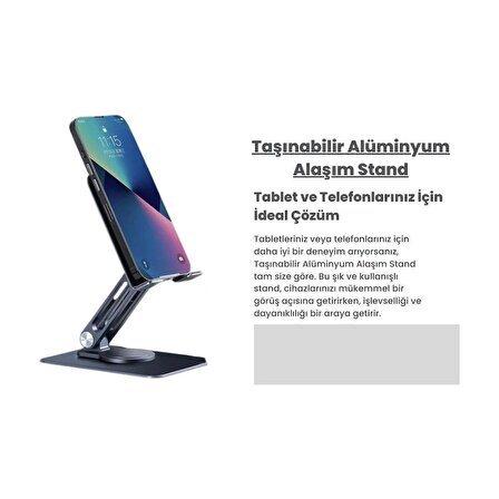 Cosmostech Telefon ve Tablet Tutucu 360° Hareketli Dönen Katlanabilir Mobil Masaüstü Stand