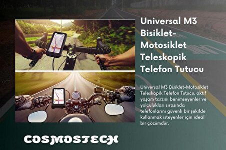 Cosmostech Motosiklet Bisiklet Su Geçirmez 360° Ayarlanabilir Telefon Tutucu Navigasyon Stand
