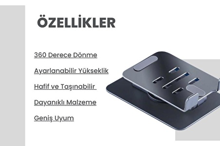 Cosmostech Telefon ve Tablet Tutucu 360° Hareketli Dönen, Katlanabilir Metal Alüminyum Masaüstü Stand