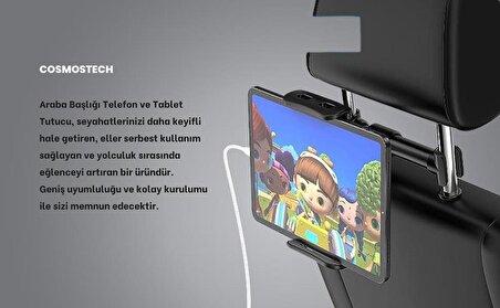 Cosmostech Araç Içi Koltuk Arkası 360° Ayarlanabilir° Tablet Telefon Tutucu Stand