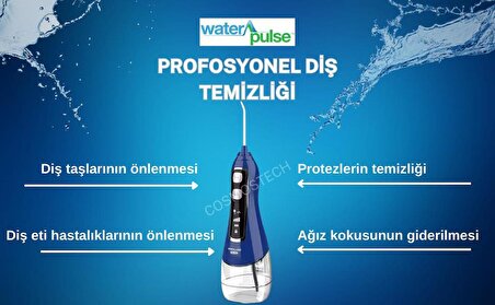 Waterpulse Kablosuz Pro V580 Water Flosser 320ml Taşınabilir Diş/Protez Bakım Ve Ağız Duşu Mavi