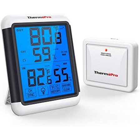ThermoPro TP-65A Wifi İç-Dış Mekan Işıklı Dijital Isı ve Nem Ölçer
