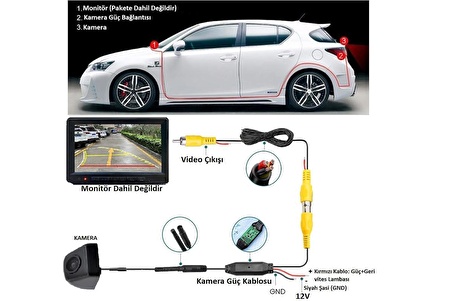 Yate10 Dinamik Hareketli Çizgili  Trajectory Tecnology Geniş Açı Arka Görüş Kamerası