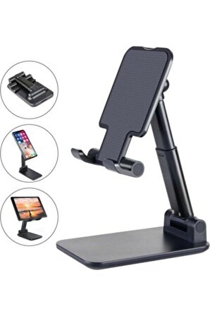 Masa Üstü Telefon Standı & Masa Üstü Tablet Standı Kademeli Yükseklik Ayarlı Aynalı Pembe