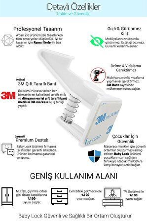 Baby Lock 10 Adet Bebek Çocuk Kilit Güvenlik Çekmece Dolap Kilidi Gizli Kilit