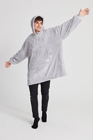 POFFY Oversize Giyilebilir Battaniye TEK BEDEN ÇOK RAHAT Unisex Hoodie Peluş Kapüşonlu Sweatshirt
