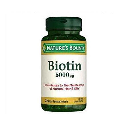 Nature's Bounty Biotin 5000 mcg 72 Softgels