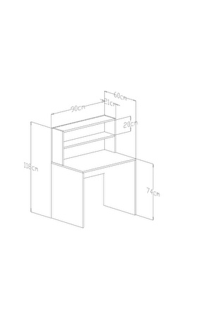 Givayo Mobilya Homelander Çalışma Masası Ahşap 90 x 118 cm Beyaz 