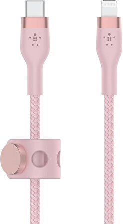 Belkin BoostCharge Pro Flex Örgülü USB-C to Lightning Kablosu 1 Metre Pembe