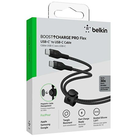 Belkin BoostCharge Pro Flex Usb-C to Usb-C Kablo 1 Metre Siyah