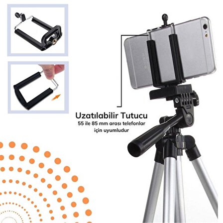 BUFFER® Taşıma Çantalı 130 cm Profesyonel Alüminyum Kamera Tripodu