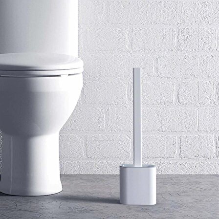 BUFFER® Duvara Monte Edilebilir Kapaklı Askılı Klozet Yumuşak Silikon Başlıklı Tuvalet Fırçası Seti