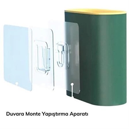RENGINESHOP® Duvara Monte Edilebilir Kapaklı Askılı Klozet Yumuşak Silikon Başlıklı Tuvalet Fırçası Seti