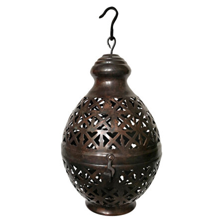 Binbir Trend Antik Bakır Dekoratif Mum Feneri Şamdan Mumluk 19cm