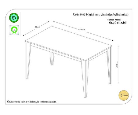 Yenice 130X70 Mutfak Masası safirmeşe  - Antrasit