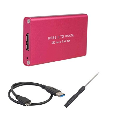 USB 3.0 to msata ngff 1,8" ssd harici harddisk kutusu kırmızı