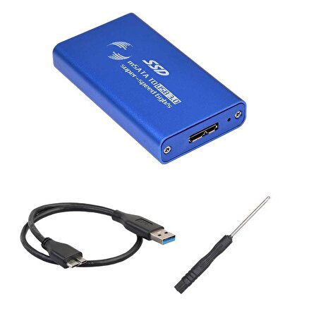 USB 3.0 to msata ngff 1,8" ssd harici harddisk kutusu mavi