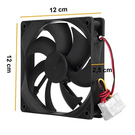 12v 12 cm IDE molex power girişli kasa içi fan