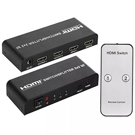 hdmı switch/splitter audio video 2X2 3D 2 giriş 2 çıkış hdmı 1.4a