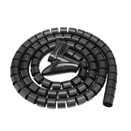 Spiral Kablo Toplayıcı Kablo Düzenleyici Ø 20mm x1,5m Siyah
