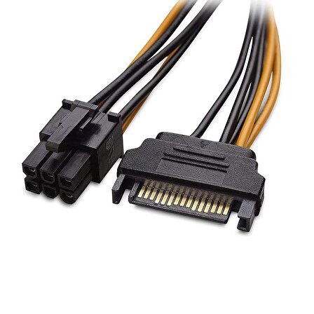 6 pin PCI-E dişi to 15 pin sata erkek power güç kablosu 30 cm 