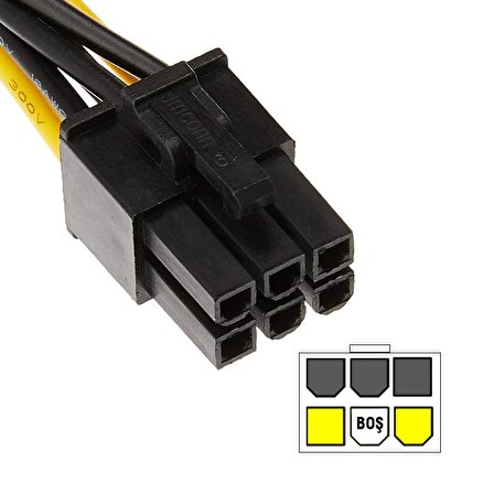 6 pin PCI-E dişi to 15 pin sata erkek power güç kablosu 30 cm 
